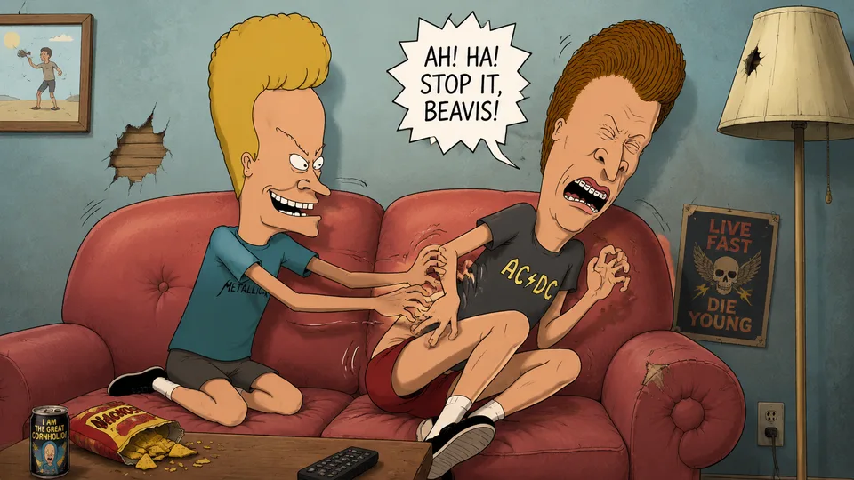 Butt-Head getting tickled by Beavis